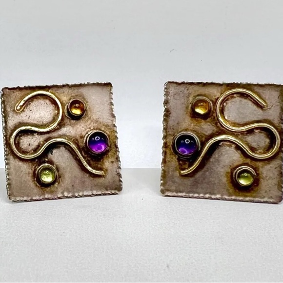 Jewelry - 14k gold and silver earrings by artist Elizabeth Prior